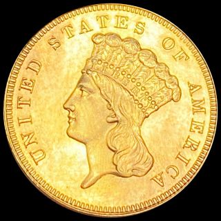 1889 $3 Gold Three Dollar Piece LOOKS UNCIRCULATED Shiny Collectible Coin no res 2