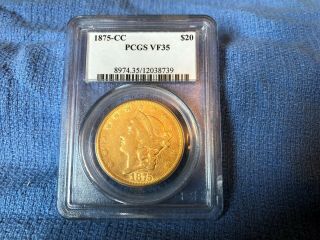 1875 - Cc Liberty Gold Double Eagle $20 Vf 35