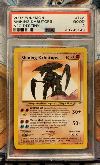 2002 Pokémon Shining Kabutops Holo Neo Destiny 108/105 Psa 2 Good