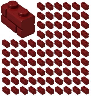 ☀️100x Lego 1x2 Dark Red Modified Masonry Profile Bricks Wall 98283 Parts