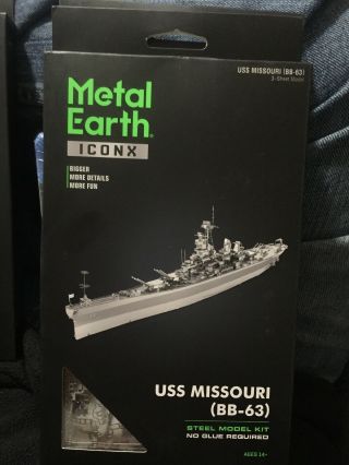 Metal Earth Iconx Uss Missouri (bb - 63) 3d Metal Model Kit Fascinations 13658
