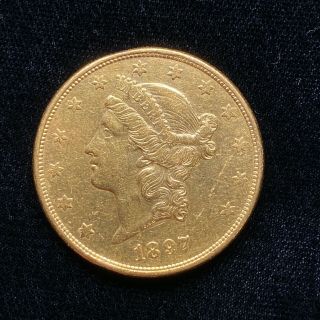 1897 - S Liberty Head Gold Double Eagle $20 Coin - Au