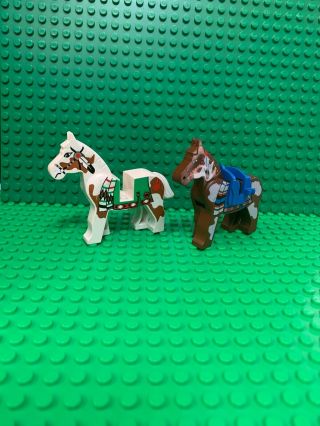 Lego Native American Indian Western Painted Horse X2 White And Brown