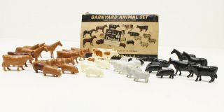 Vintage 1951 Plasticville Barnyard Animal Set By - 4 Includes 36 Animals Sheep Pig