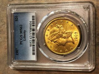 1907 $20 Liberty Head Gold American Double Eagle Ms62 Pcgs Pre - 33 Us Gold
