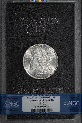 1891 - Cc Gsa Morgan Dollar Top 100 Vam 3 Spitting Eagle Ngc Ms - 62 - 177056