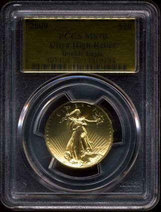 2009 G$20 Ultra High Relief (uhr) Gold Double Eagle Ms70 Pcgs 14819194