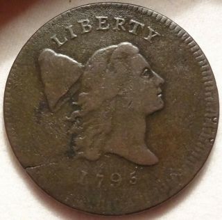 1795 Liberty Cap Half Cent Very Fine No Pole C - 6a Variety 1/2c Type Coin