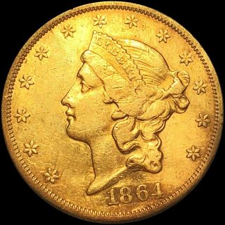 1864 Double Eagle Gold $20 Borders Uncirculated Ms Bu Coronet Tough Nr