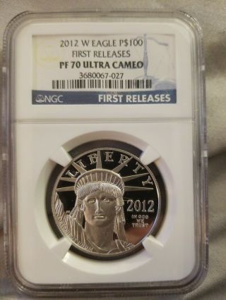 2012 - W $100 American Platinum Eagle Ngc Pf70ucam First Releases