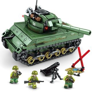 437pcs US M4 Sherman Tank Building Blocks with Army Soldiers Figures Toys Bricks 3