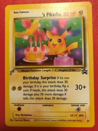 Birthday _ ' s Pikachu 24 Black Star Promo Gold Stamp NM 2