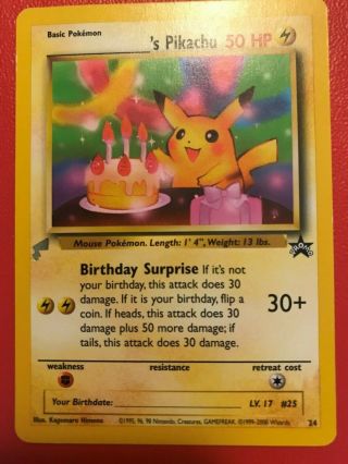 Birthday _ ' s Pikachu 24 Black Star Promo Gold Stamp NM 3