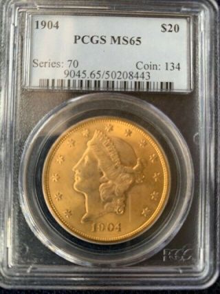 1904 $20 Liberty Double Eagle - Gold Coin Pcgs Ms65