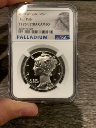 2018 W American Eagle 1 Oz Palladium Proof High Relief Coin Ngc Pf70 Ultra Cam