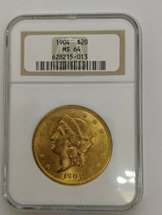 1904 $20 Liberty Head Double Eagle Gold Coin - Ngc Ms 64 - Old Label