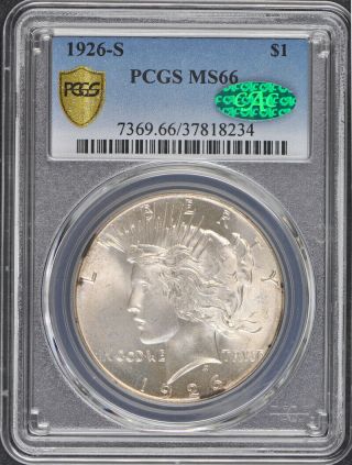 1926 - S $1 Peace Dollar Pcgs Ms66 (cac)
