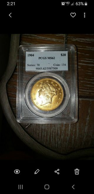 1904 $20 American Liberty Head Gold Double Eagle Ms62 Pcgs Coin Twenty Dollars