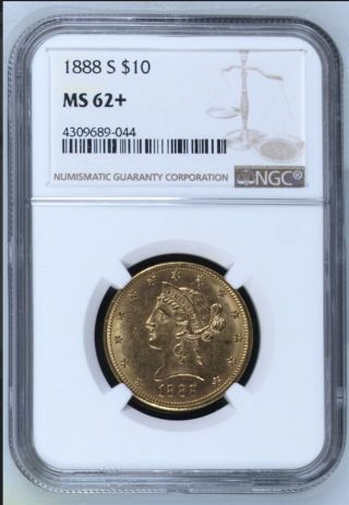 1888 - S $10 Liberty Gold Eagle Ngc Ms62,