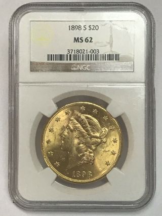 1898 - S $20 Liberty Gold Double Eagle Ngc Ms62 Luster P3718021 - 003