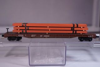 N Scale - Southern Pacific Flat Car W/ I - Beam Load - Mtl Couplers - Sp 599609