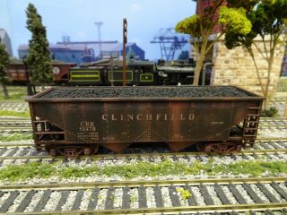 Ho Train Custom Built Weathered Clinchfield 55 Ton 2 Bay Coal Hopper E35