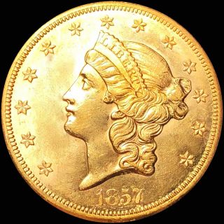 1857 - S $20 Double Eagle Highly Uncirculated San Francisco Ms Bu Lustrous Gold Nr