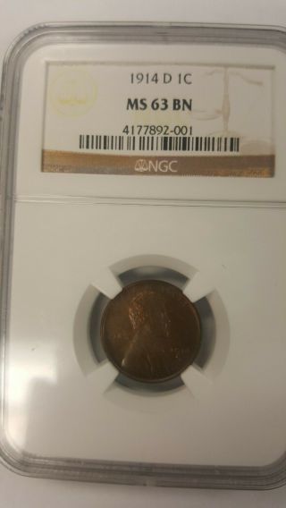 1914 D Ngc Ms63 Brown Lincoln Cent