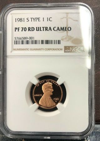 1981 - S Type 1 Lincoln Cent Ngc Pf 70 Rd Ultra Cameo 1/4 Book Value $4,  000