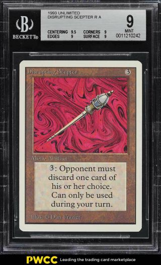 1993 Magic The Gathering Mtg Unlimited Disrupting Scepter R A Bgs 9 (pwcc)