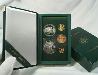 1993 P American Gold & Silver Eagle 5 - Coin Philadelphia Proof Set W/box (no)