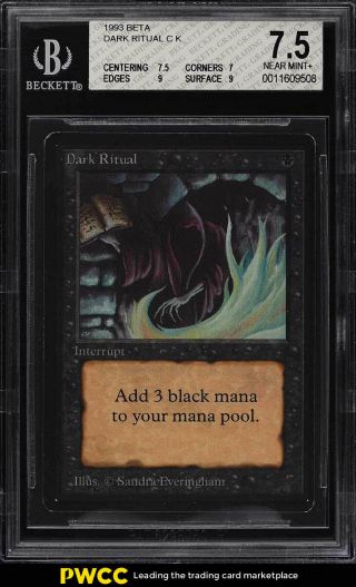 1993 Magic The Gathering Mtg Beta Dark Ritual C K Bgs 7.  5 Nrmt,  (pwcc)