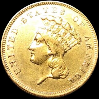1856 - S $3 Gold Piece Closely Uncirculated San Francisco Lustrous Indian Princess