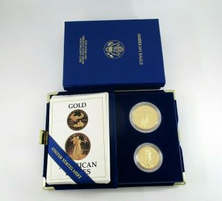 1987 U.  S.  American Gold Eagle Proof 2 - Coin Set 1oz $50 & 0.  5oz $25 &