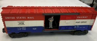 Lionel O Gauge 3428 Operating Railway Post Office Car No Mail Bag