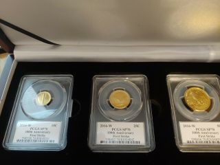 2016 - W Pcgs Sp70 100th Anniversary Gold Coin Set First Strike