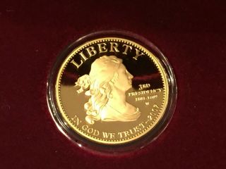 2007 - W First Spouse Gold Proof Coin - Thomas Jefferson.  1/2 Ounce.  9999,  Ogp