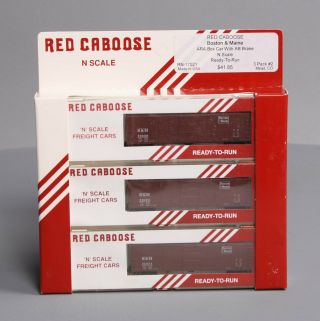Red Caboose Rn - 17021 N Scale B&m Ara Box Car W/ab Brake 3 - Car Set Ln/box