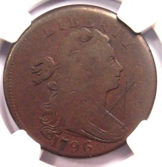 1796 Draped Bust Large Cent 1c (rev 1797,  S - 100) - Ngc Fine Details - Rarity - 5
