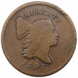 1795 Liberty Cap Half Cent,  Plain Edge,  Punctuated Date,  C - 4,  R3,  Vg,