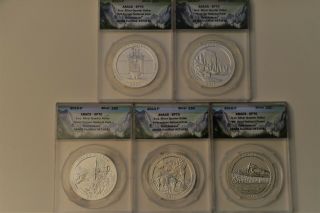 5 - Coin Set 2010 - P 25c America The 5 - Oz Silver Sp70 First Release