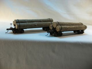 Ho Scale Roundhouse Skeleton Log Cars W/chained Wood Logs (2)