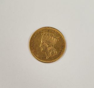 1874 Us $3 Gold Coin Cleaned L5848