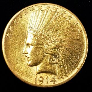 1914 Us Indian Head Gold Eagle $10 Ten Dollar Collector Coin,  Ihge1423