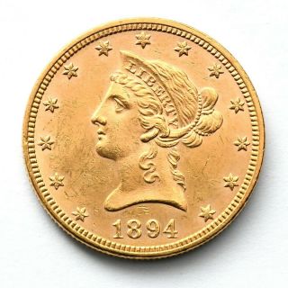 1894 $10 Gold Liberty Head Eagle Coin - Xf