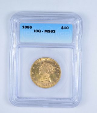 Ms63 1886 $10.  00 Liberty Head Gold Eagle - Graded By Icg 9648
