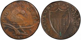 1787 Jersey Copper Camel Head Struck Over 1788 Connecticut Pcgs Vf25