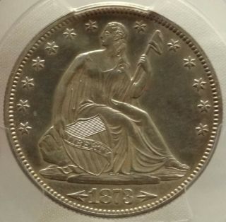 1873 Arrows 50c PCGS PR 58 Proof PF Seated Liberty Half Dollar Type Coin 3