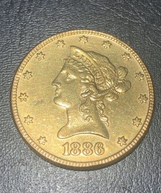 1886 S $10 Liberty Head Eagle United States GOLD Coin 3