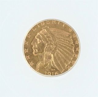 1916 - S Indian Head Gold $5 Icg Ms61 Lists For $1500